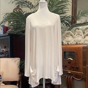 Joseph Ribkoff White Long Sleeve Tunic Top with Pockets Women’s Size 10 🇨🇦